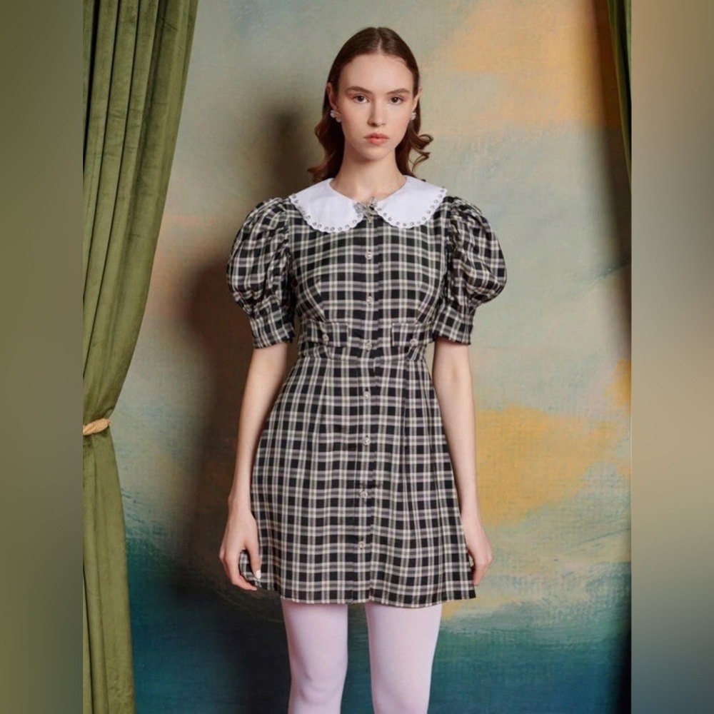 Sister Jane contrast mini dress in plaid NWT